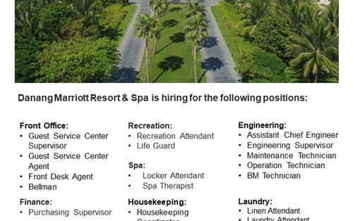 Danang Marriott Resort & Spa tuyển dụng